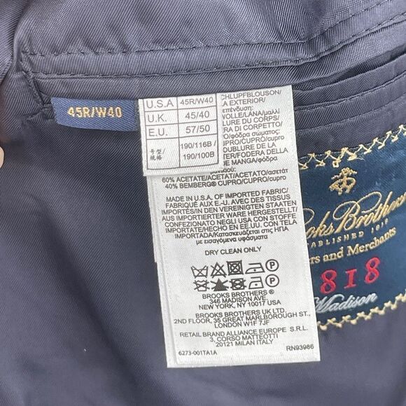Brooks Brothers Estrato by Trabaldo Togna Men's Blazer Coat Size 45R/W40 - Picture 7 of 9